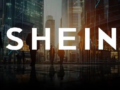 Dark business city background with large SHEIN logo, cross‑border e‑commerce banner for sellers