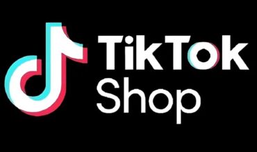 TikTok Shop brand logo on black background for cross-border e-commerce article illustration