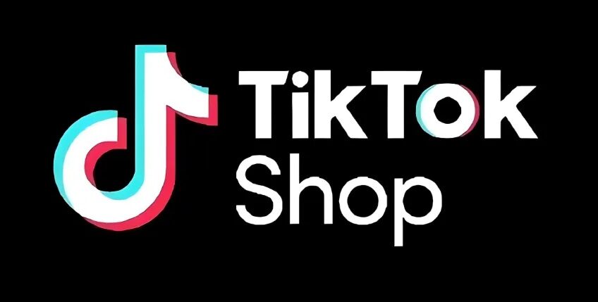 TikTok Shop brand logo on black background for cross-border e-commerce article illustration