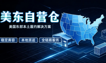 US East Coast fulfillment warehouse banner, USA map, warehouse & logistics graphic