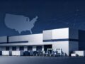 Modern US west coast overseas warehouse, smart warehousing and logistics network diagram