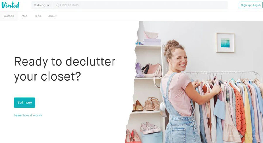 Screenshot of Vinted official website, European pre-loved clothing platform