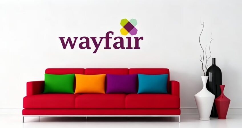 Wayfair logo displayed with home furniture, home decor e-commerce platform