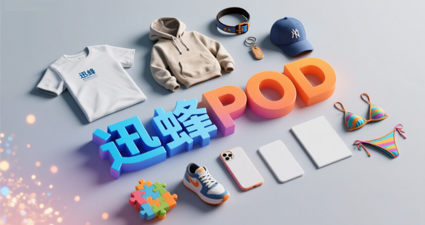 Xunfeng POD display with custom t-shirt, hoodie, cap, sneakers, phone cases and other printable products